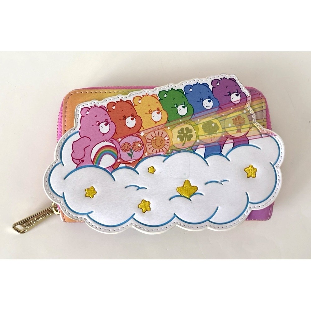 NEW Loungefly Care Bears Stare Rainbow Zip Around Wallet *flaw - Picture 2 of 9